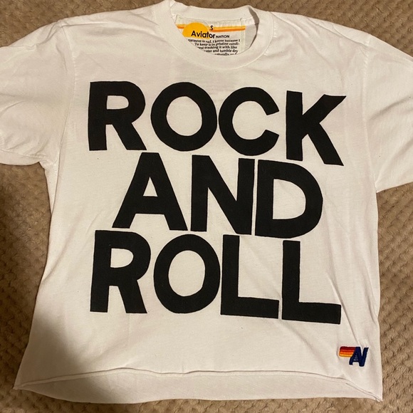 Aviator Nation Tops - Aviator Nation Rock And Roll Cropped Tee Small